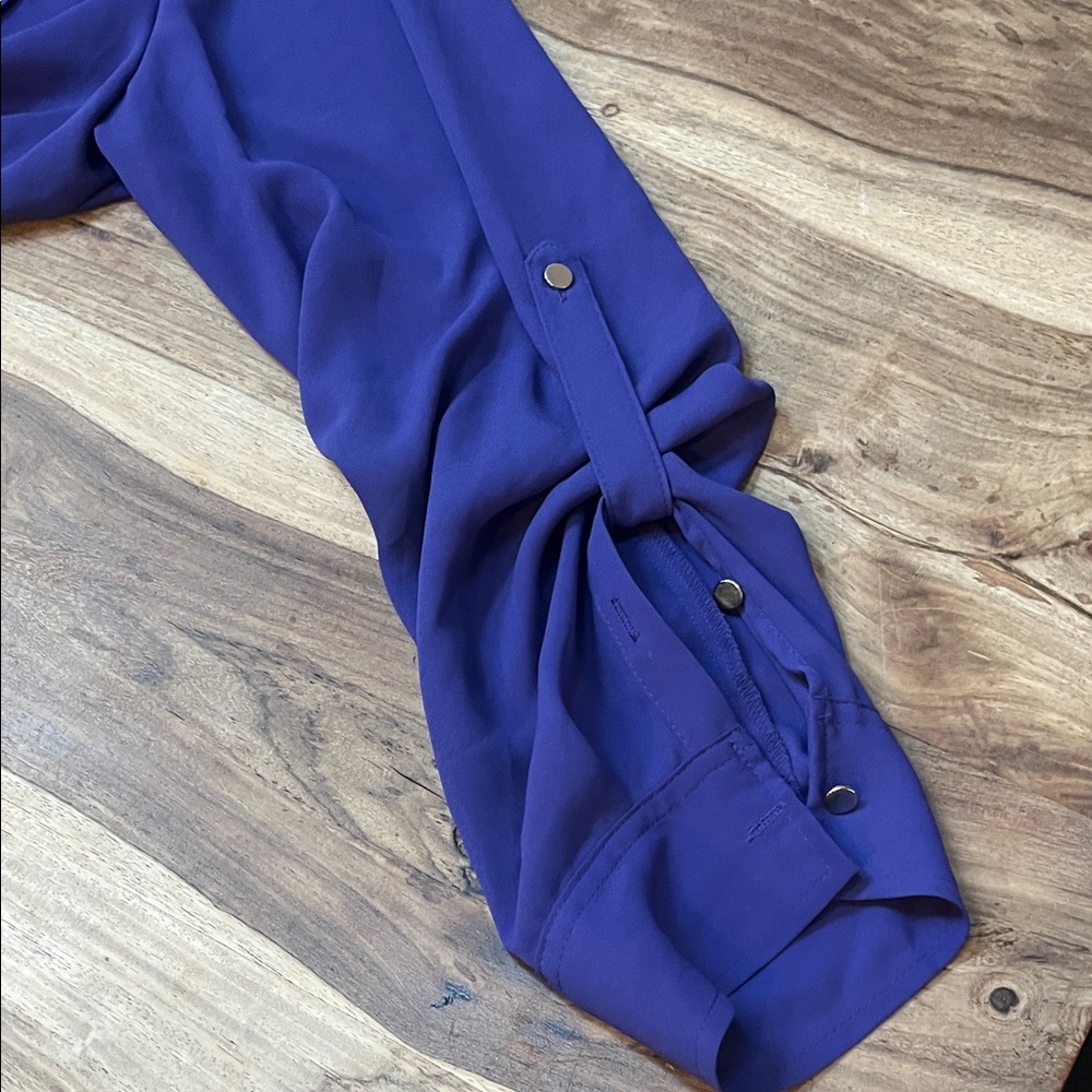 NWT New York & Co Purple Button-Up Blouse - Picture 6 of 8